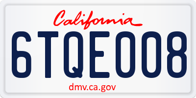 CA license plate 6TQE008
