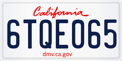 CA license plate 6TQE065