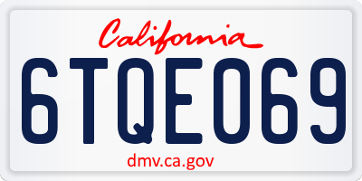 CA license plate 6TQE069