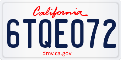 CA license plate 6TQE072