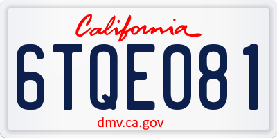 CA license plate 6TQE081