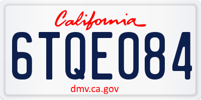 CA license plate 6TQE084