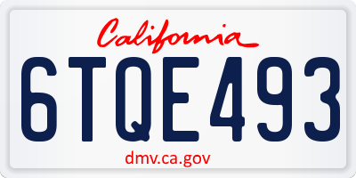 CA license plate 6TQE493