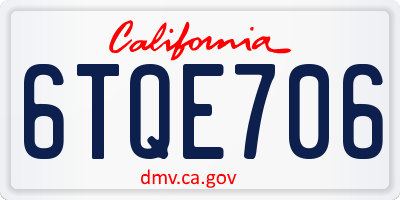 CA license plate 6TQE706
