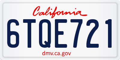 CA license plate 6TQE721