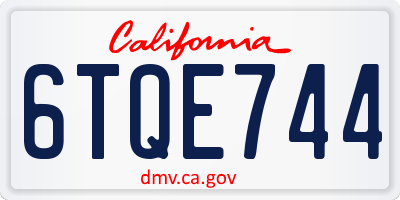 CA license plate 6TQE744