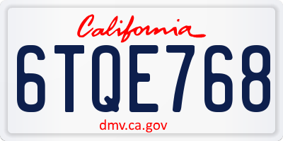 CA license plate 6TQE768