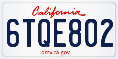 CA license plate 6TQE802