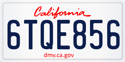 CA license plate 6TQE856