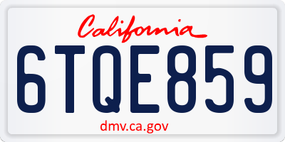 CA license plate 6TQE859