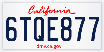 CA license plate 6TQE877