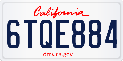 CA license plate 6TQE884