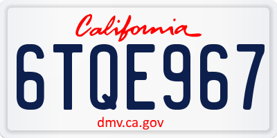 CA license plate 6TQE967