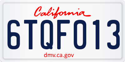 CA license plate 6TQF013