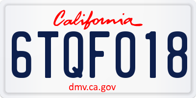 CA license plate 6TQF018