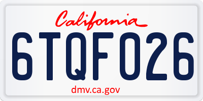 CA license plate 6TQF026