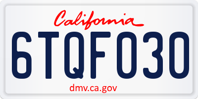 CA license plate 6TQF030
