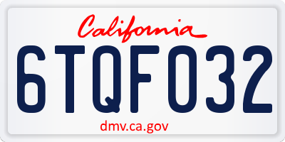 CA license plate 6TQF032