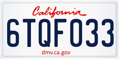CA license plate 6TQF033