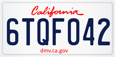 CA license plate 6TQF042