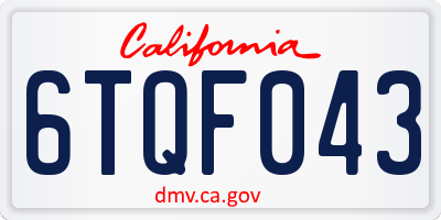 CA license plate 6TQF043