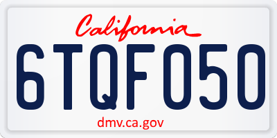 CA license plate 6TQF050