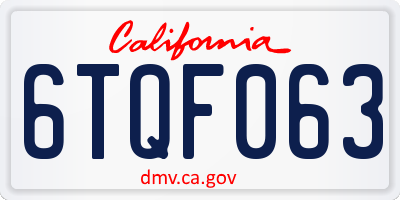 CA license plate 6TQF063