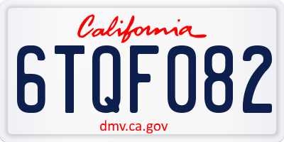 CA license plate 6TQF082