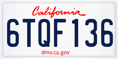 CA license plate 6TQF136