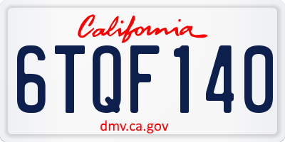 CA license plate 6TQF140