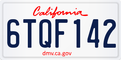CA license plate 6TQF142