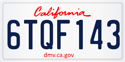 CA license plate 6TQF143