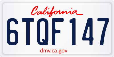 CA license plate 6TQF147