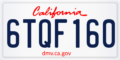 CA license plate 6TQF160