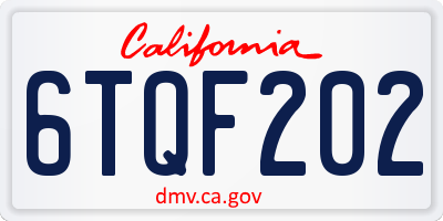 CA license plate 6TQF202