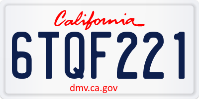 CA license plate 6TQF221