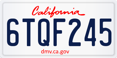 CA license plate 6TQF245