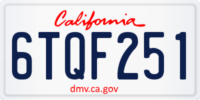 CA license plate 6TQF251
