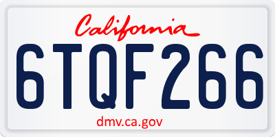 CA license plate 6TQF266