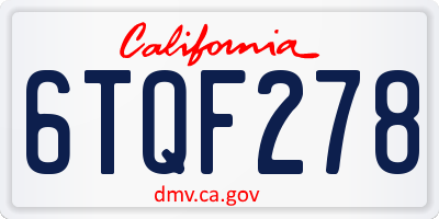 CA license plate 6TQF278