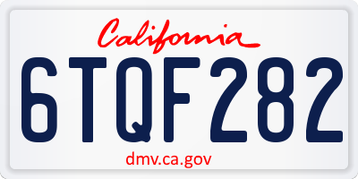 CA license plate 6TQF282