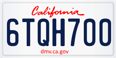 CA license plate 6TQH700