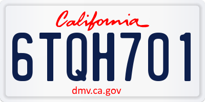 CA license plate 6TQH701