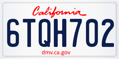 CA license plate 6TQH702