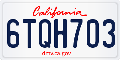 CA license plate 6TQH703