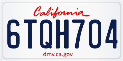CA license plate 6TQH704