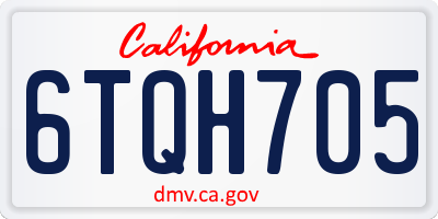 CA license plate 6TQH705