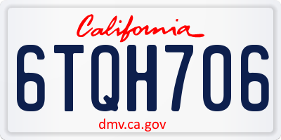 CA license plate 6TQH706