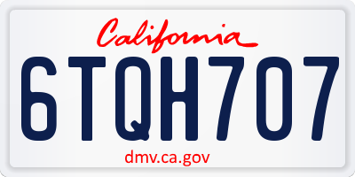 CA license plate 6TQH707