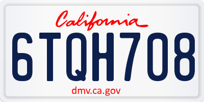CA license plate 6TQH708
